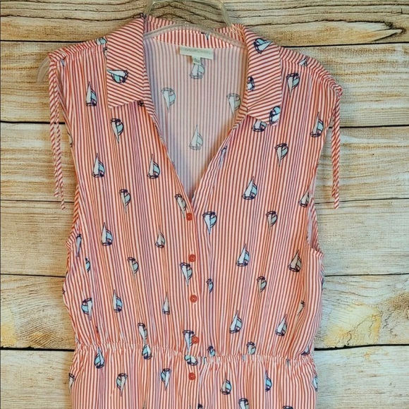 ModCloth Sailboat Red Stripe Its Best To Impress Romper Size Large - Picture 1 of 6